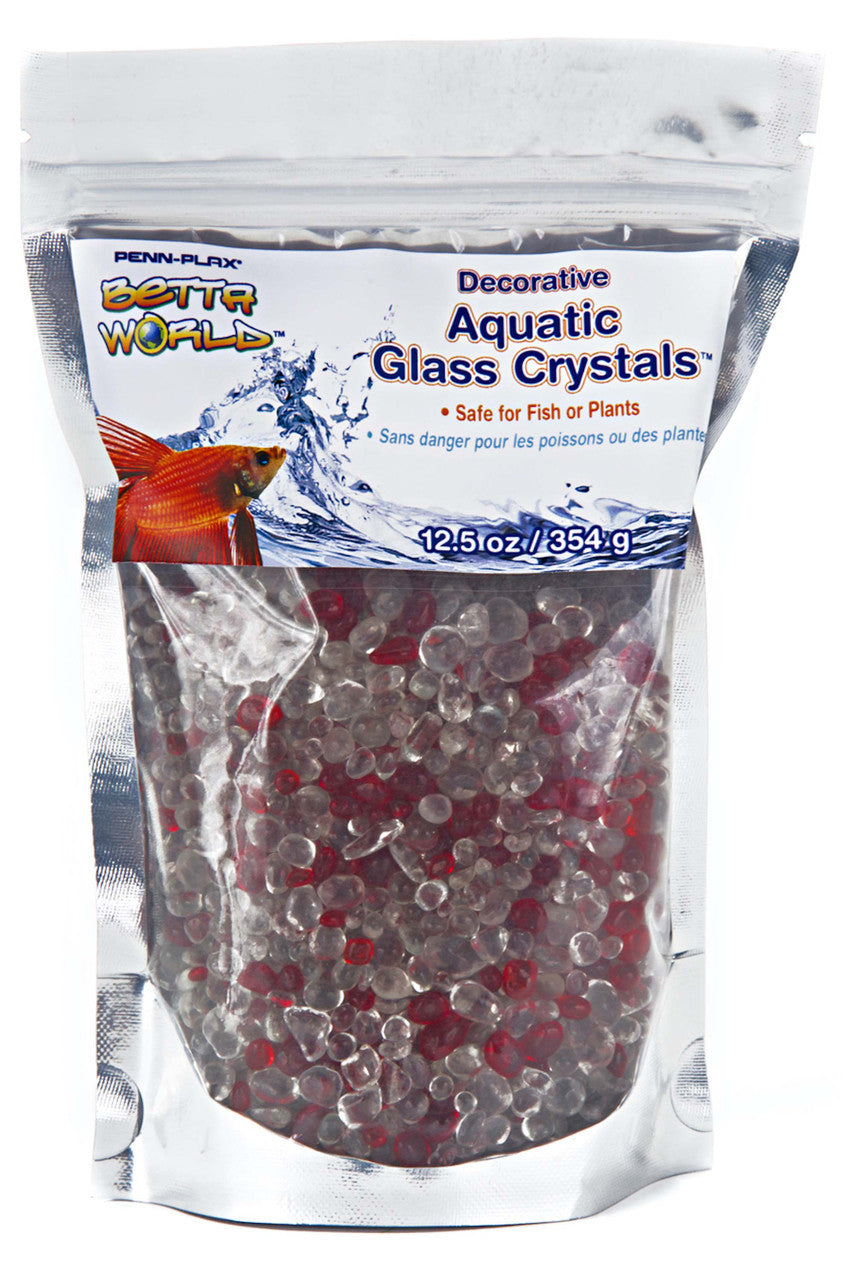 Penn-Plax Betta World Aquatic Glass Crystal Dcor White, Red 12.5 oz