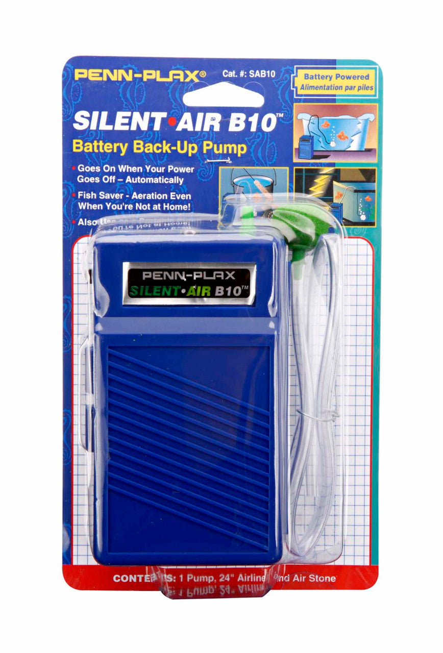 Penn-Plax Silent Air B10 Battery Aquarium Air Pump Blue