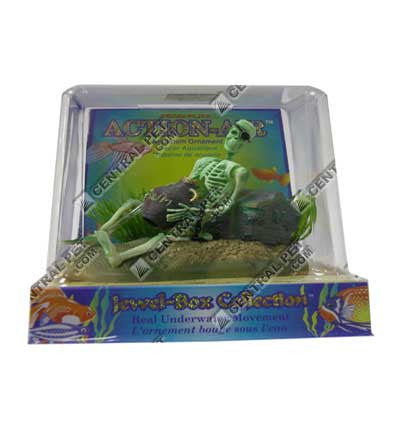 Penn-Plax Skeleton w/Jug & Treasure Chest Air Aquarium Ornament Multi-Color