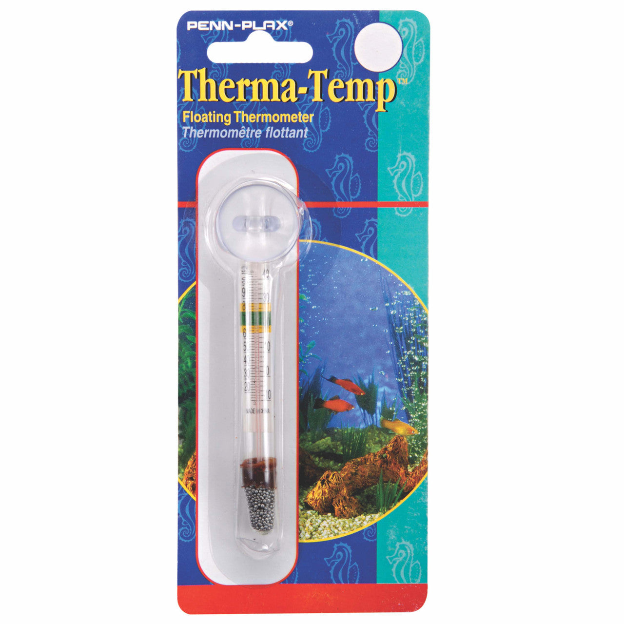 Penn-Plax Therma-Temp Floating Aquarium Thermometer Clear 4.25 in