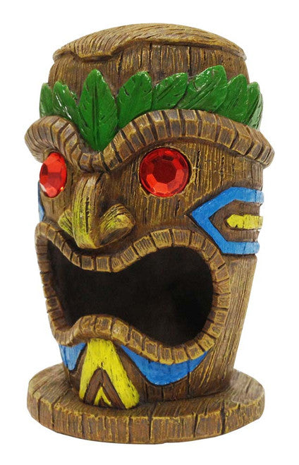 Penn - Plax Tiki Mask - Gazer Aquarium Ornament Brown/Green 4in SM