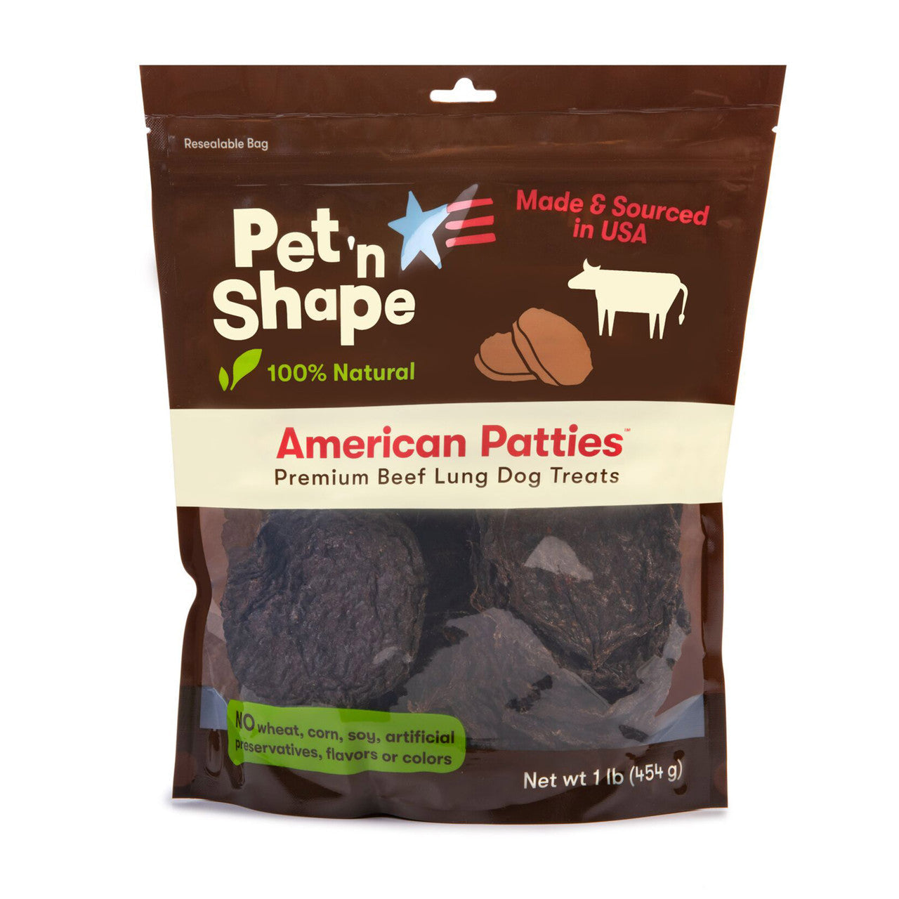 Pet 'N Shape American Patties Dog Treat Made and Sourced in the USA 1 lb (D)