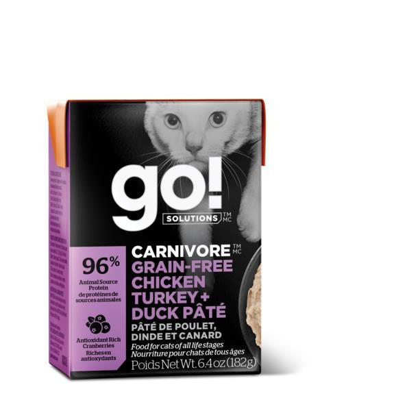Petcurean GO! CARNIVORE Grain Free Chicken, Turkey + Duck P?t for cats 24/6.4oz {L-1} 152301 815260005470