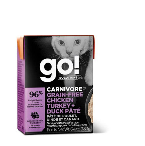 Petcurean GO! CARNIVORE Grain Free Chicken Turkey + Duck P t for cats 24/6.4oz {L - 1} 152301 - Dog