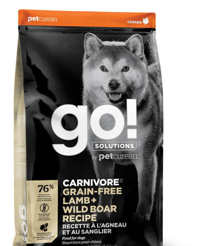 Petcurean GO! CARNIVORE Grain Free Lamb + Wild Boar Recipe for dogs 22lb {L - 1}152236 - Dog