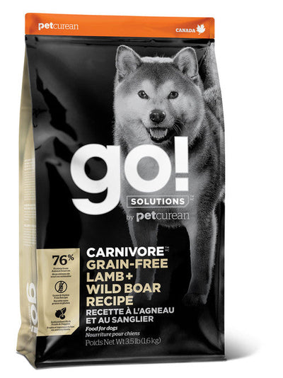 Petcurean GO! CARNIVORE Grain Free Lamb + Wild Boar Recipe for dogs 3.5lb C=6 {L - 1}152234 - Dog