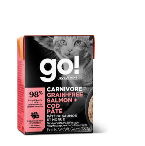 Petcurean GO! CARNIVORE Grain Free Salmon + Cod Pate for cats 24/6.4oz {L - 1} 152303 - Cat