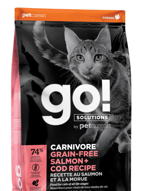 Petcurean GO! CARNIVORE Grain Free Salmon + Cod Recipe for cats 8lb {L - 1}152247 - Cat