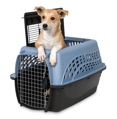 Petmate 2 Door Top Load Dog Kennel Pearl Ash Blue, Black 24 in