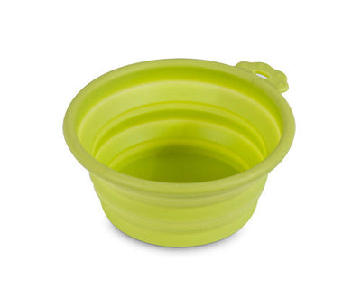 Petmate Silicone Round Travel Pet Bowl Go Green SM - Dog