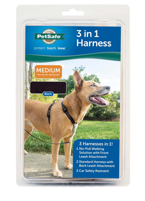 PetSafe 3in1 Dog Harness Black MD