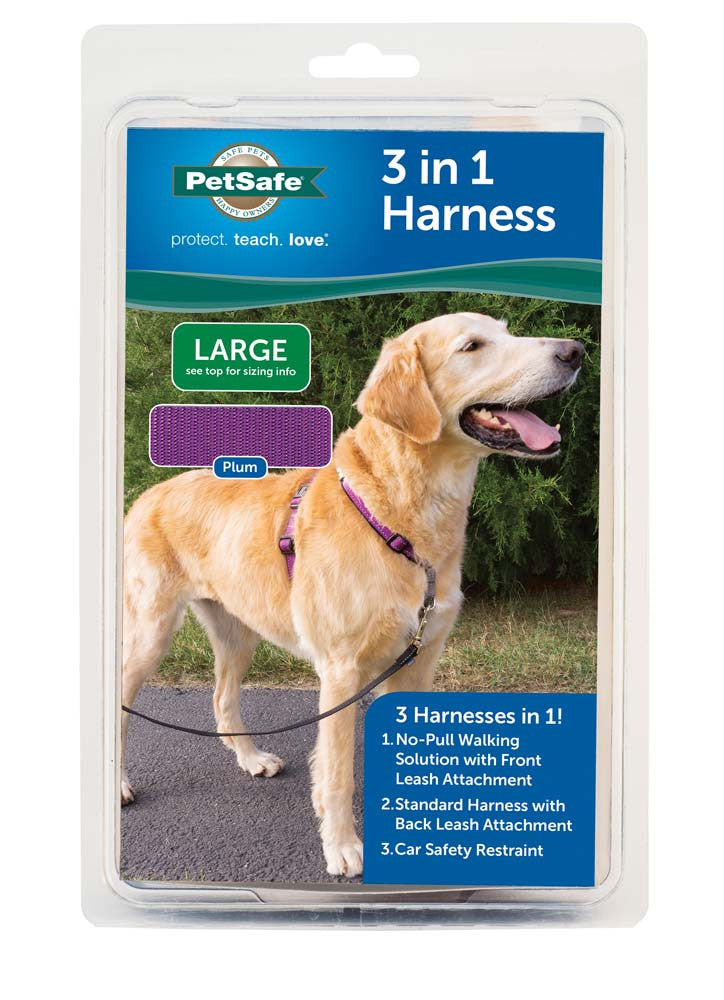PetSafe 3in1 Dog Harness Plum LG