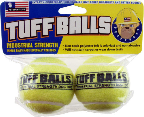 Petsport USA Tuff Ball Dog toy Yellow 2 Pack 2.5