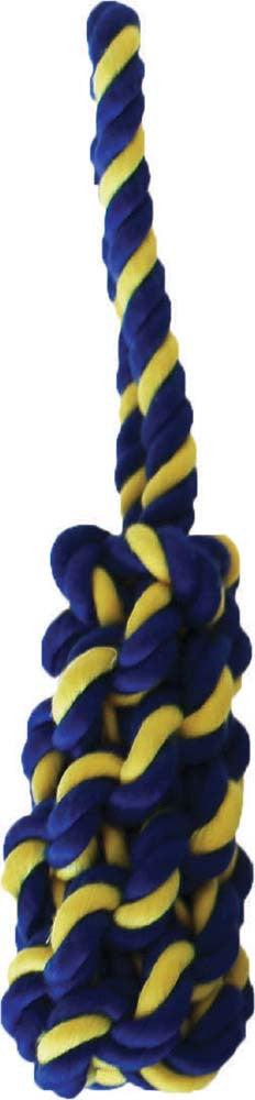 Petsport USA Twisted Chew Bumper Dog Toy Blue, Yellow 7 in Mini