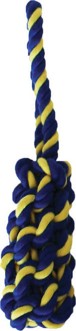 Petsport USA Twisted Chew Bumper Dog Toy Blue Yellow 7 in Mini