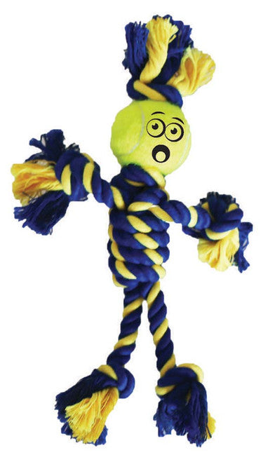 Petsport USA Twisted Chew Mini Rasta Man Dog Toy Blue Yellow 1.5