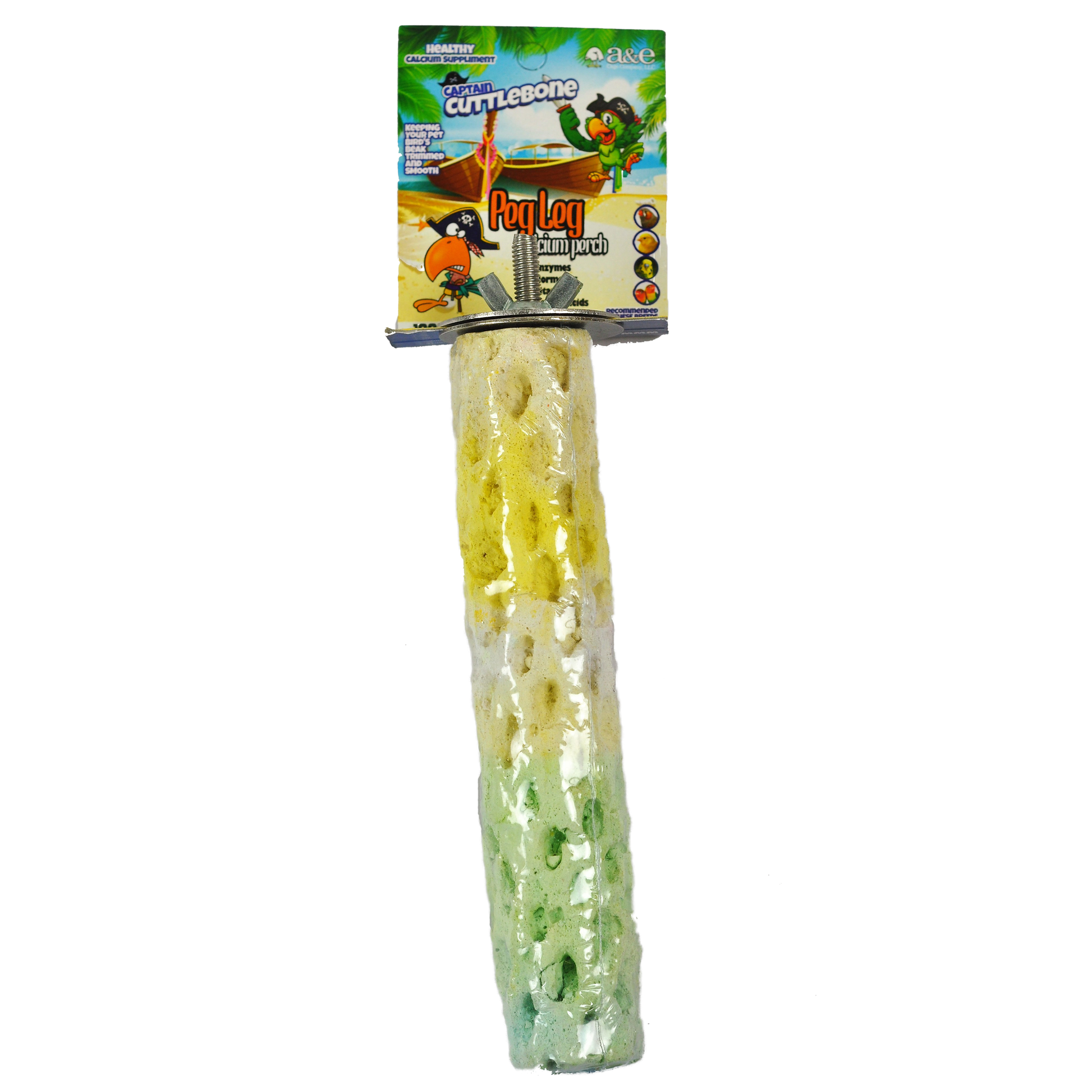 A & E Cages Captain Cuttlebone Calcium Bird Perch Medium 644472002645