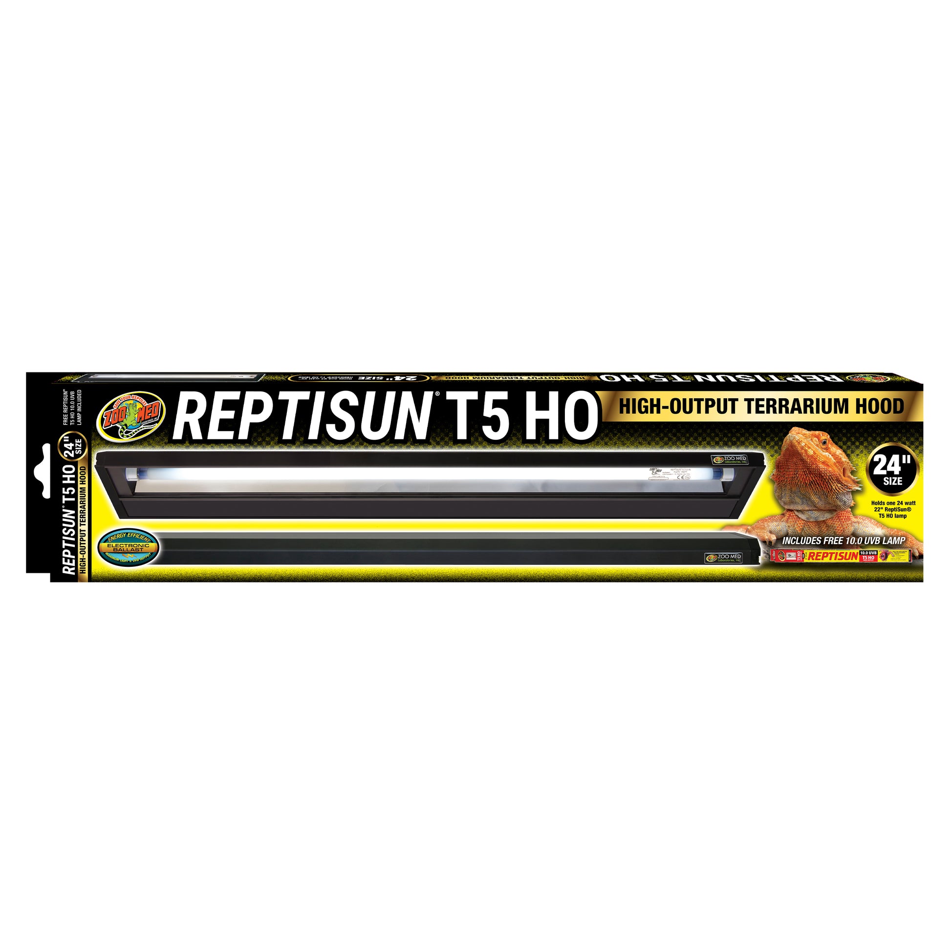 Zoo Med ReptiSun T5 HO Terrarium Hood w/ 10.0 Bulb 24 in 097612320763