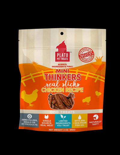 Plato Mini Thinkers Chicken Dog Treat Recipe 3oz {L+1x} 595110 850002221329