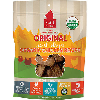 Plato Original Real Strips Chicken Recipe 18oz {L + 1x} 595092 - Dog