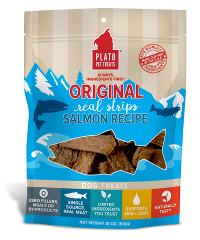 Plato Original Real Strips Salmon Recipe 18oz {L + 1x} 595091 - Dog