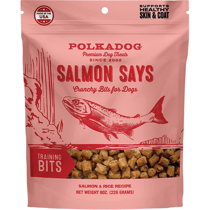 Polka Dog Bakery Dog Salmon Says Training Bits 8oz Pouch 858160007519