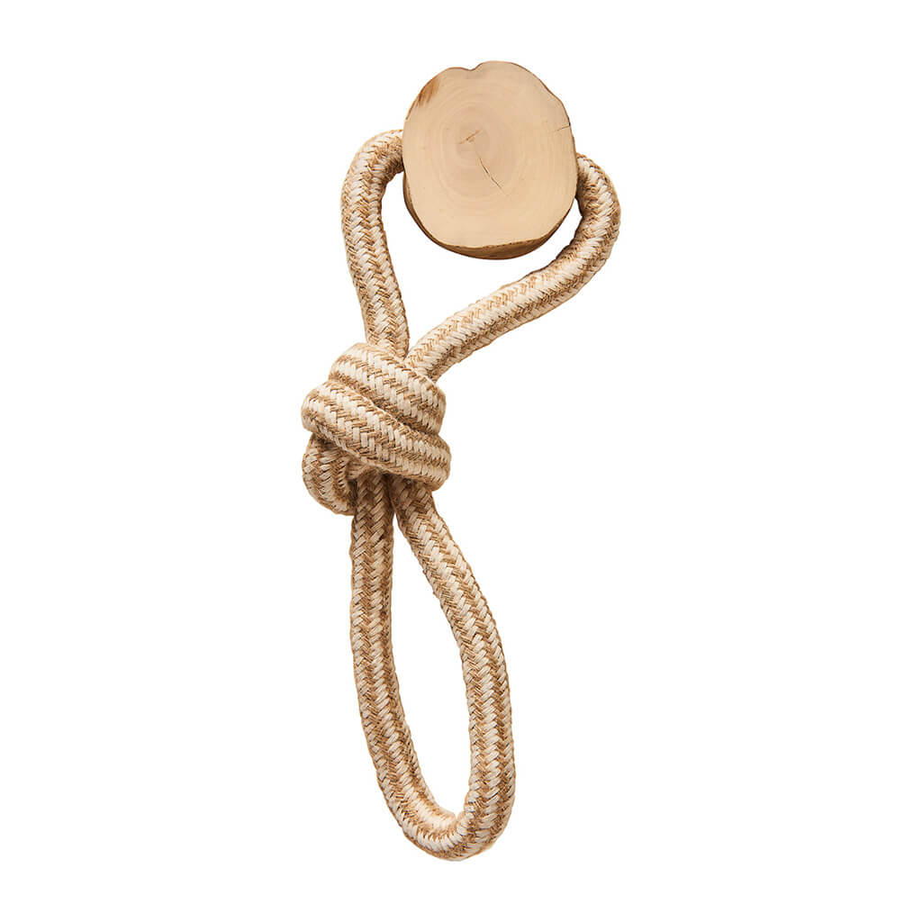 Spot Coffee Wood Dog Chew Toy w/Rope 12 in 077234547755