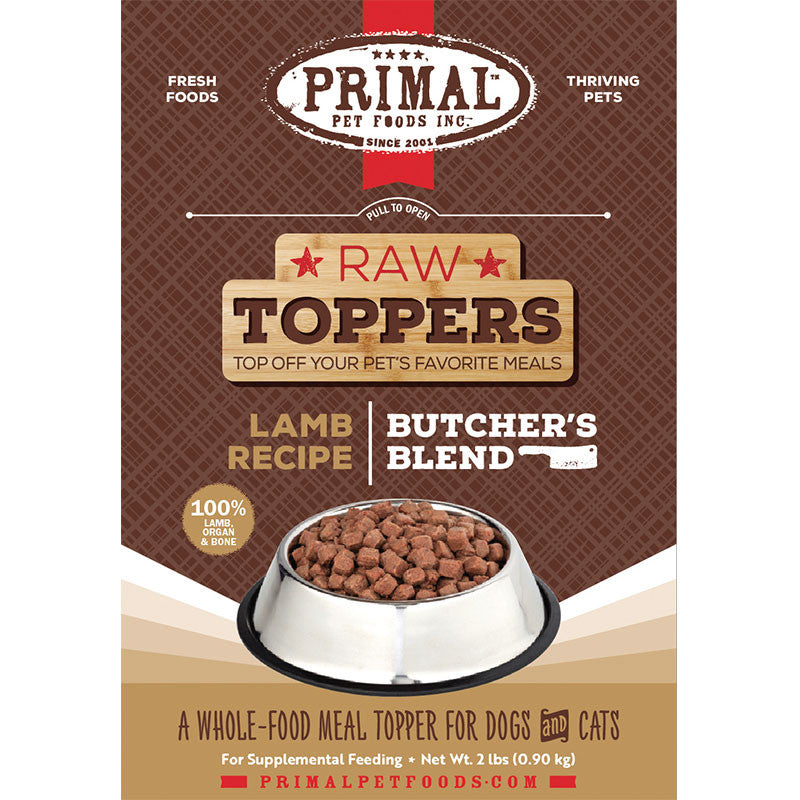 Primal Dog Cat Frozen Butcher's Blend Topper Lamb 2lb 850016300027