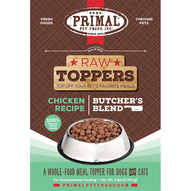 Primal Dog Cat Frozen Butcher's Topper Chicken 2lb 850016300010