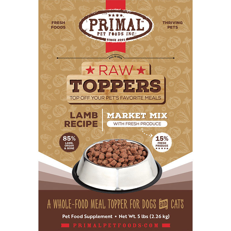 Primal Dog Cat Frozen Market Mix Topper Lamb 5lb 850016300140
