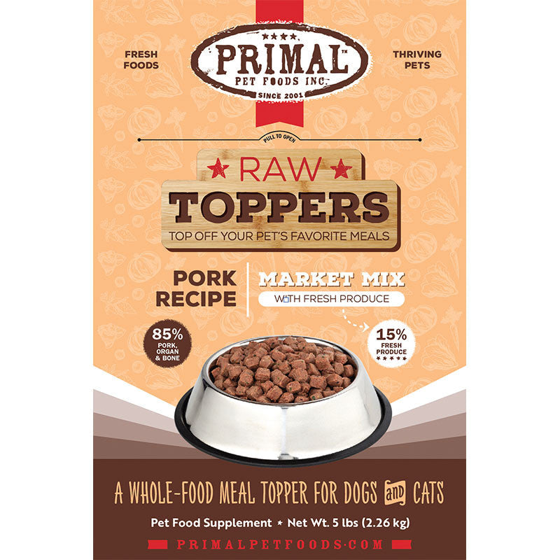 Primal Dog Cat Frozen Market Mix Topper Pork 5lb 850016300157