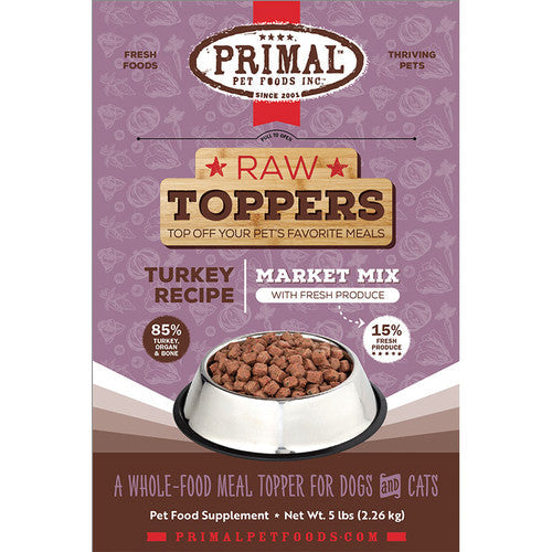 Primal Dog Cat Frozen Market Mix Topper Turkey 5lb