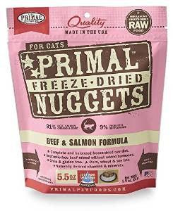 Primal Freeze Dried Nuggets Grain Free Beef And Salmon Formula Cat Food - 5.5 - oz Makes 1.25 Lbs Of Food - {L + x}