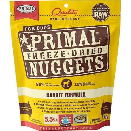 Primal Freeze Dried Nuggets Grain Free Rabbit Formula Dog Food - 5.5 - oz - {L + x}