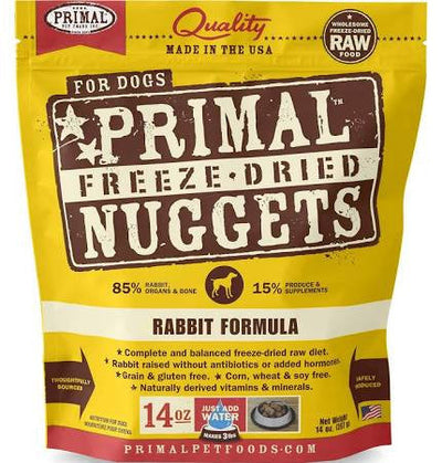 Primal Freeze Dried Nuggets Grain Free Rabbit Formula Dog Food - 14 - oz - {L + x}