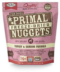 Primal Freeze Dried Nuggets Grain Free Turkey And Sardine Formula Dog Food - 14 - oz Makes 3 Lbs Of Food - {L + x}