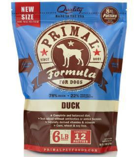 PrimalRaw Dck Pattie Dog 6 lb