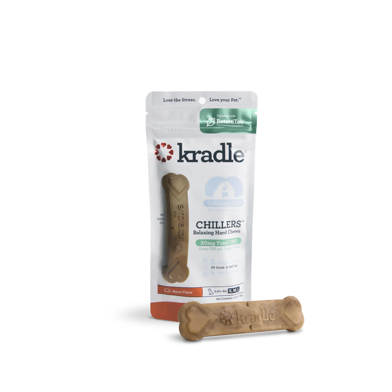 Kradle Chillers Relaxing CBD Hard Chew 10MG Bacon 2 ct 850015561306