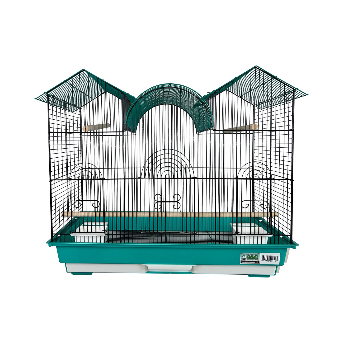 A & E Cages Happy Beaks 2-Tone Triple Top Bird Cage Green & Black 2ea/26In X 14In X 23 in, 2 pk 644472009187