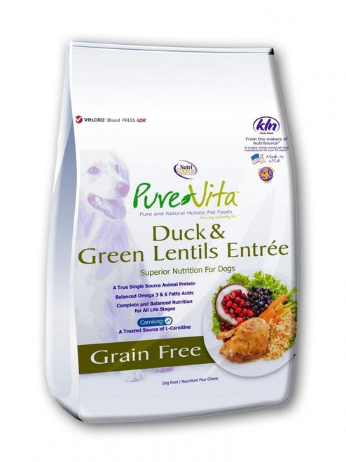 Pure Vita Grain Free Duck & Green Lentils 25lb {L - 1x} 131035 - Dog