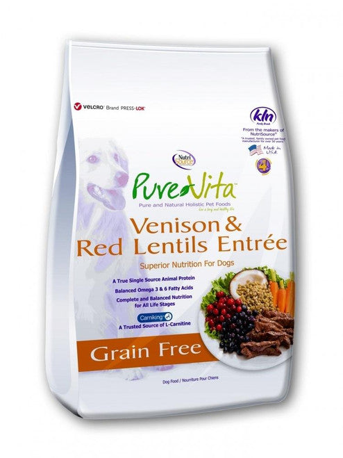 Pure Vita Grain Free Venison & Red Lentils 25lb {L - 1x} 131039 - Dog