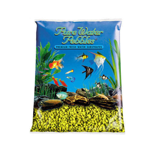 Pure Water Pebbles Premium Fresh Coated Aquarium Gravel Neon Yellow 2/25 lb