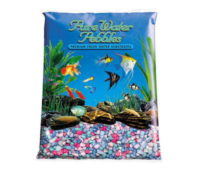 Pure Water Pebbles Premium Fresh Water Frosted Aquarium Gravel Rainbow 2/25 lb