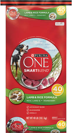 Purina ONE SmartBlend Lamb & Rice Formula Adult Premium Dog Food 40lb {L - 1}178351