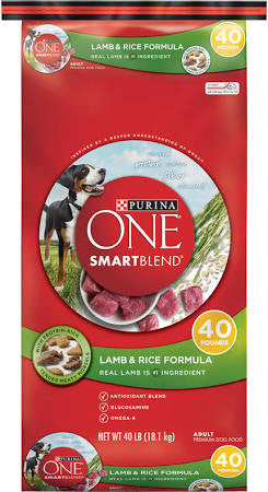 Purina ONE SmartBlend Lamb & Rice Formula Adult Premium Dog Food 40lb {L-1}178351 017800167468