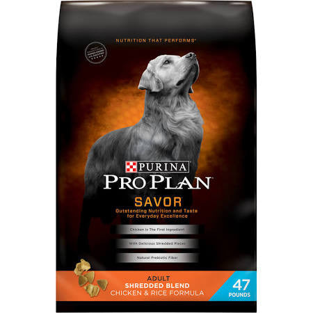 Purina Pro Plan SAVOR Shredded Blend Adult Chicken & Rice Formula 47lb {L-1}381377 038100177667