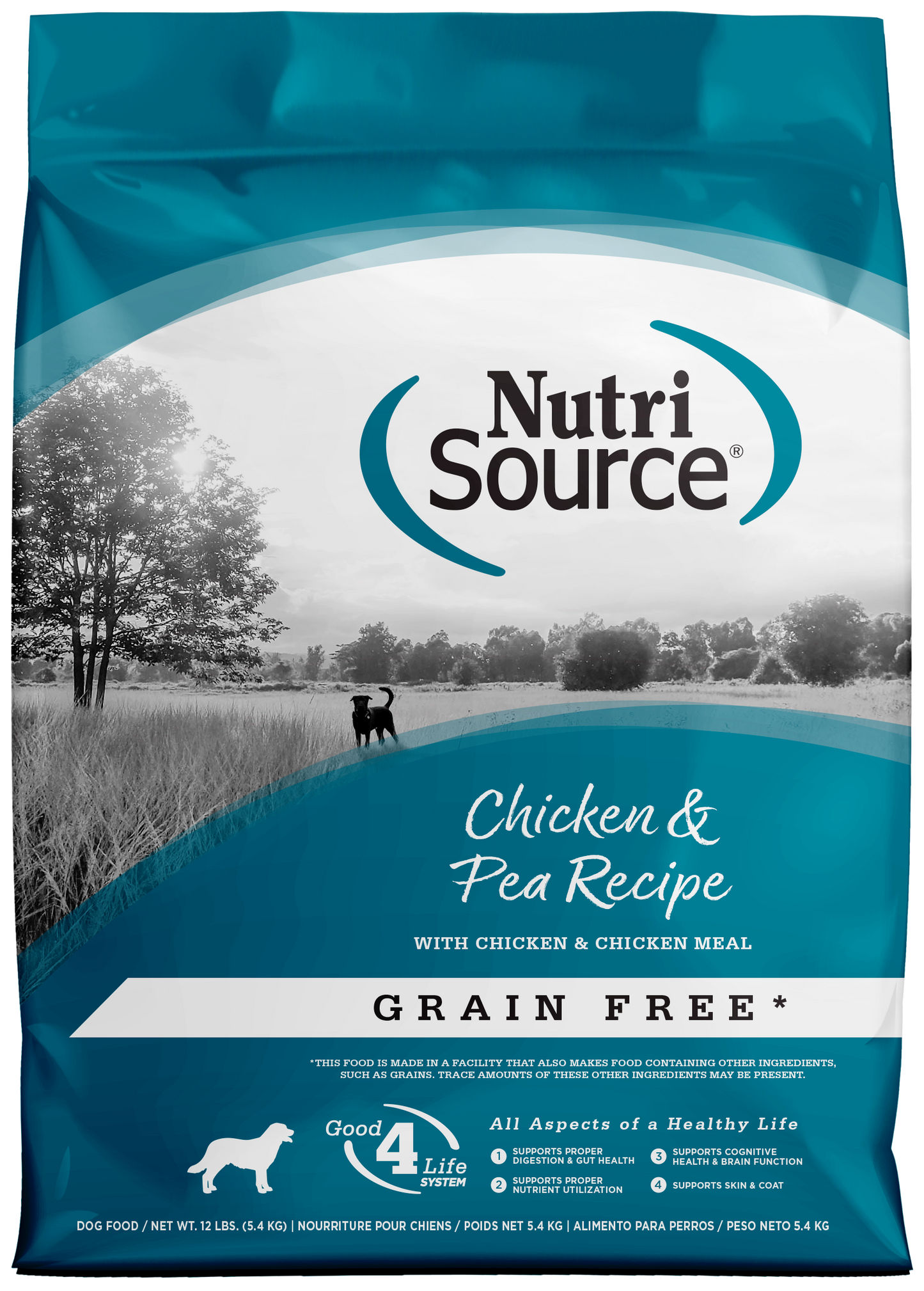 NutriSource Grain Free Dry Dog Food Chicken & Peas 12 lb 073893290070