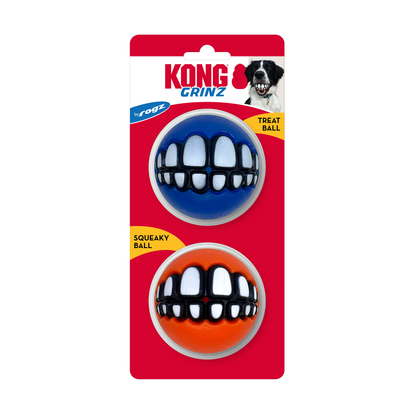 KONG Grinz by Rogz Variety Ball Dog Toys Large, 2 pk 035585492087