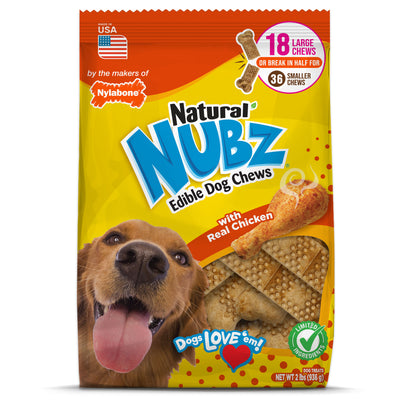 Nylabone Nubz Chicken Dog Chew Treats Chicken Large (18 ct) 018214819967