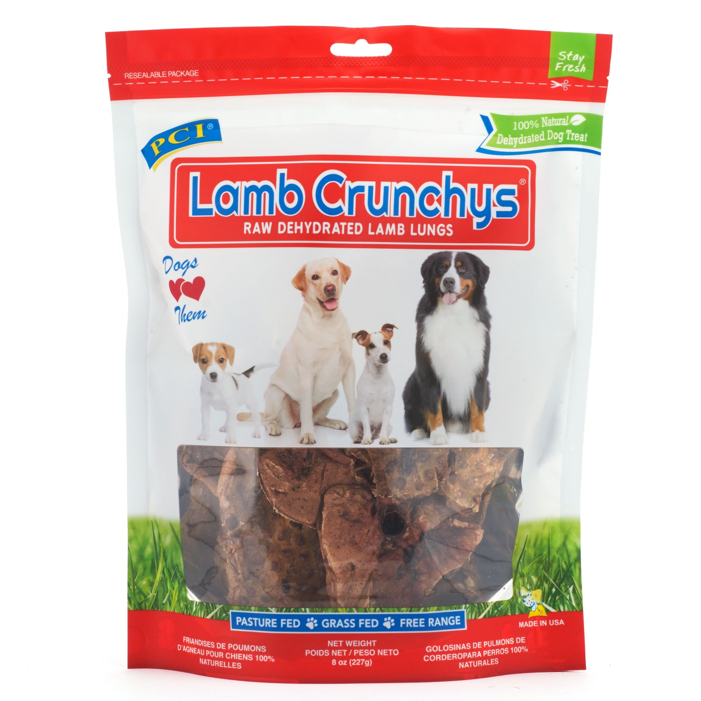 Pet Center Lamb Crunchys Dog Treat Lamb Lung 8 oz 727348200083